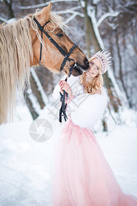 公主在王冠上冬天骑着图片