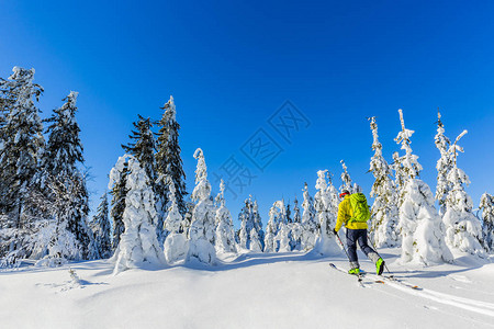 在贝斯基迪山上滑雪滑雪男子图片