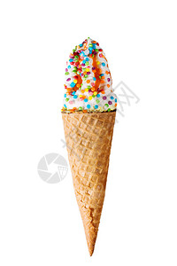 冰淇淋在华夫饼锥中图片