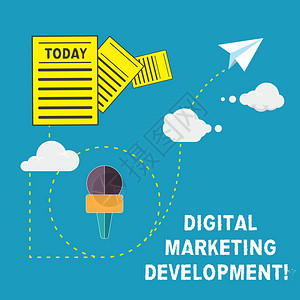 手写文本数字营销发展概念意义在营销信息和文件中利用数字渠道通过云托管图片