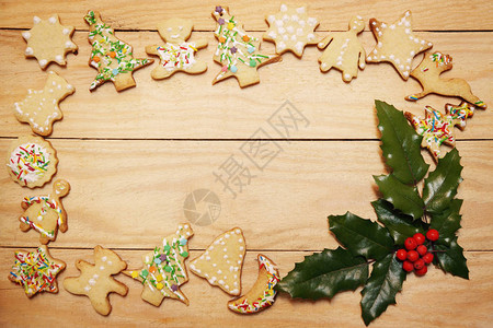 圣诞节背景有姜饼干图片