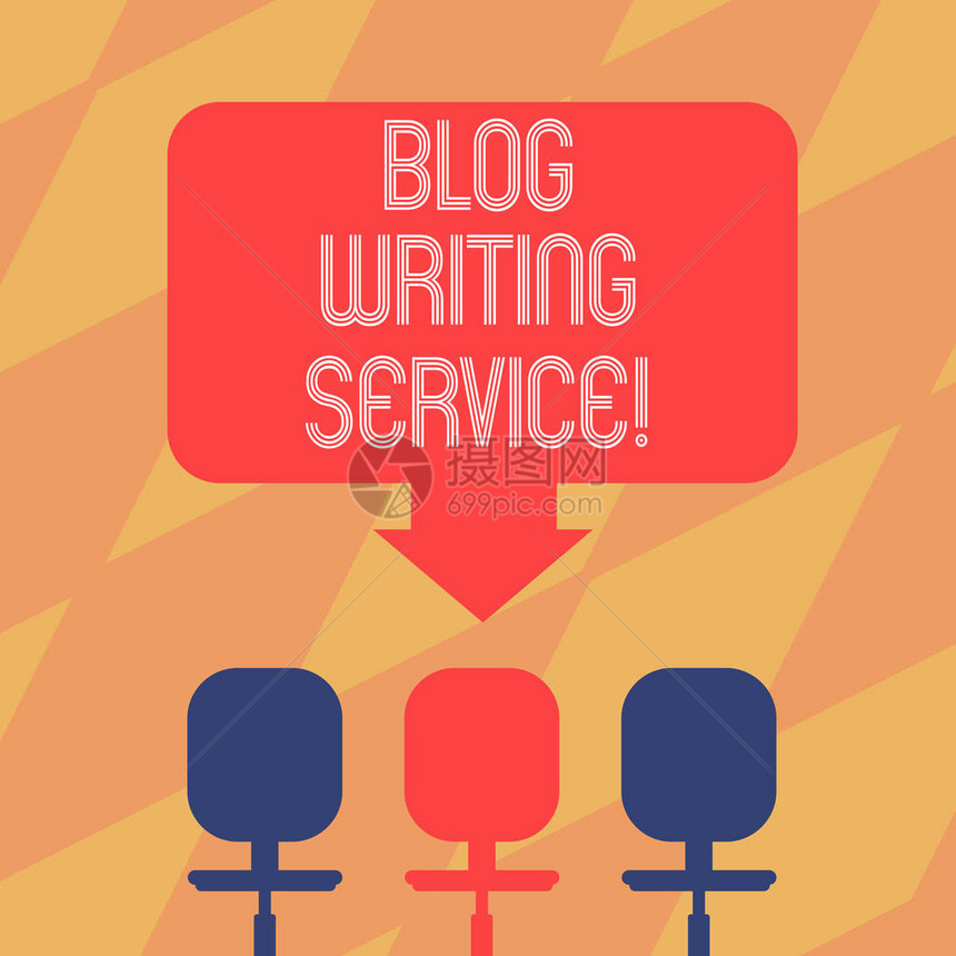 显示博客写作服务的文字符号概念照片为企业创建高质量的博客内容空白间彩色箭头指向三把