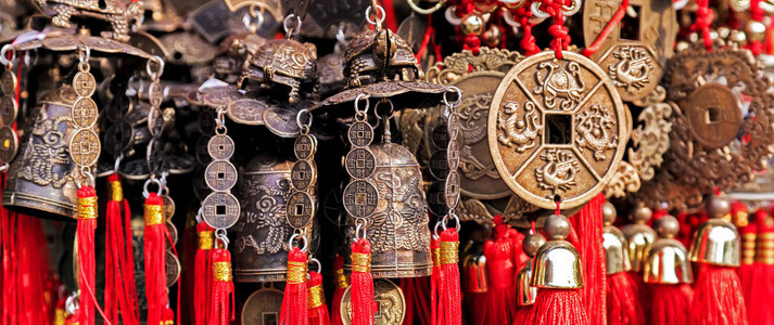 铜风铃背景幸运符号中华新年装饰品护图片