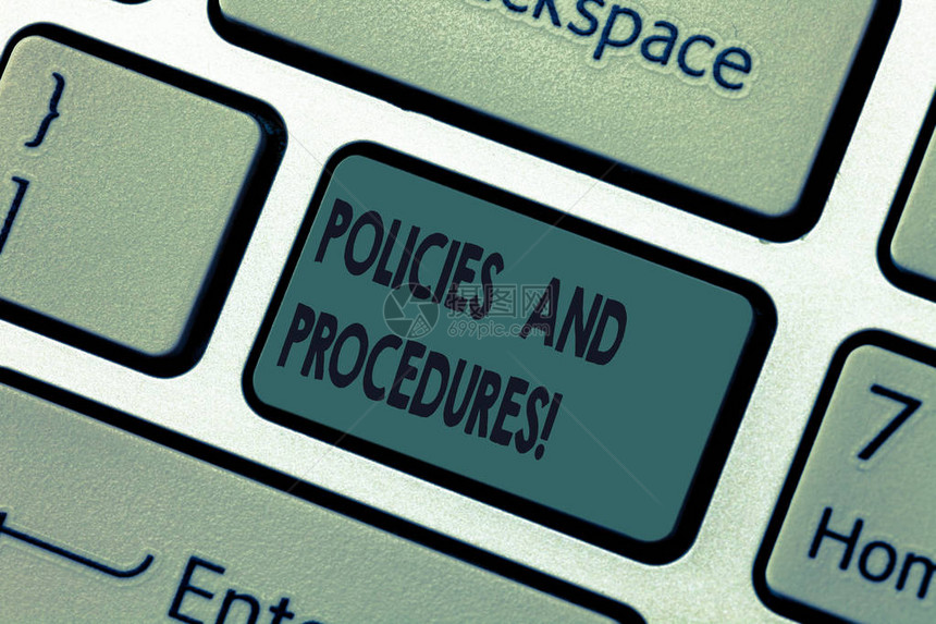 手写文本政策和程序概念意义任何组织创建的规则指南集键盘意图创建计算机消图片