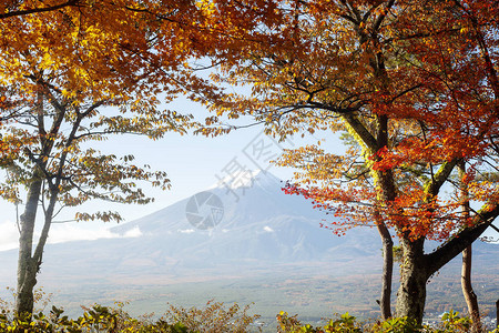 日本富士山的多彩秋天川口子湖是日本最图片