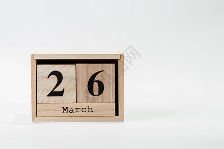 木制日历3月26日在图片