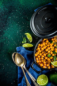 纯素印度菜甘薯和鹰嘴豆咖喱Chana图片