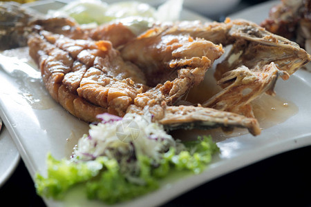 含甜食鱼酱泰国食物选择焦点图片