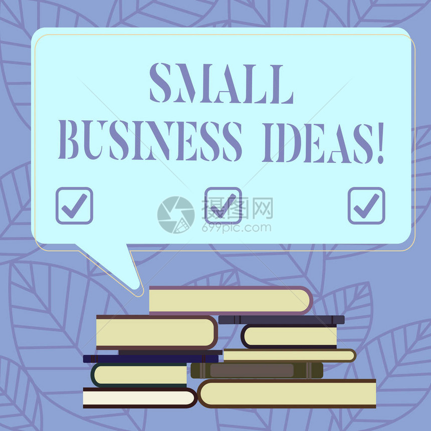 显示小企业理念的文字符号概念照片可用于金融业务的概念获得不均匀的一堆精装书籍和空白矩形图片