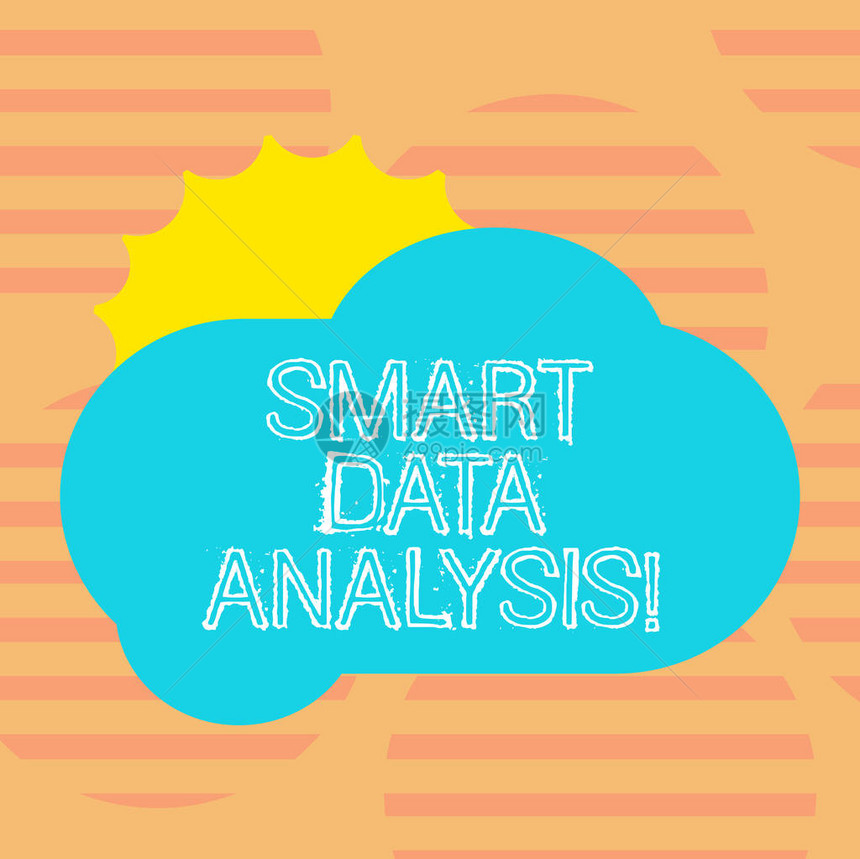 文字书写文本智能数据分析收集和分析信息以做出更好决策的商业概念隐藏在空白蓬松彩色云照片后图片