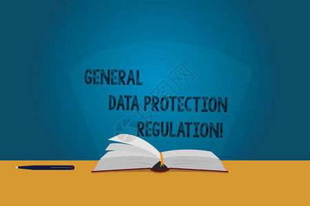 手写文本一般数据保护条例概念意义信息媒体安全保护彩页用笔和光束在桌上图片