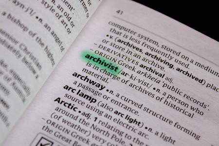 字典中的档案管理员词或短语背景图片