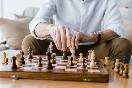 在家下象棋的退休男图片