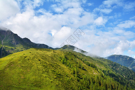 野种奥地利KitzbuhelTirolean阿尔卑斯山菲伯布伦的Wildseeelodersee湖上攀背景