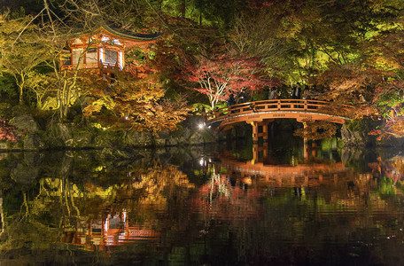 日本京都大地寺庙秋天季美丽的日本花园与图片
