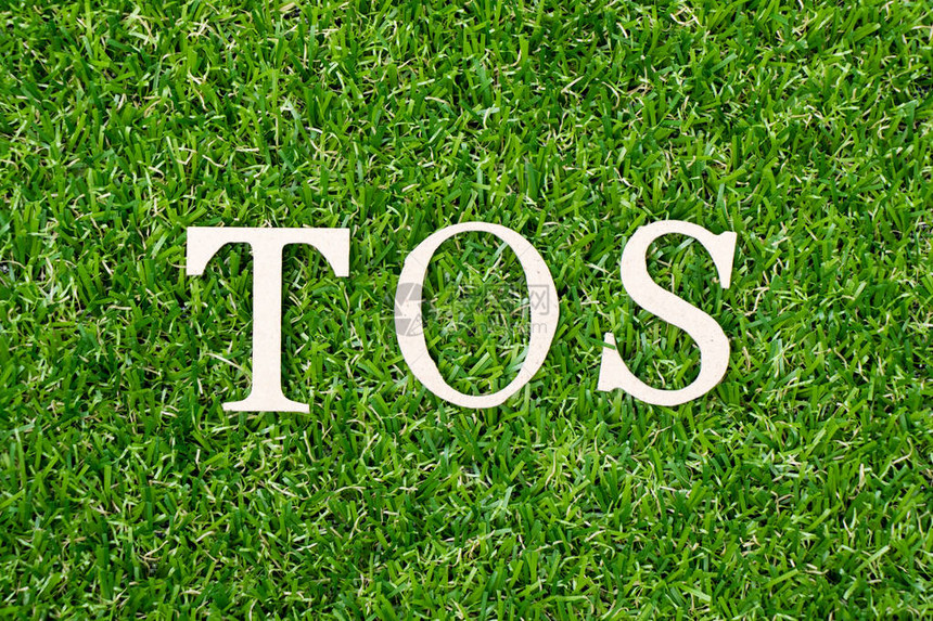 人工绿草背景上用文字TOS服务期限的缩略语图片