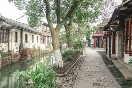 周光是江苏省以运河闻名的小镇高清图片