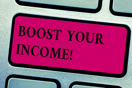 显示增加您的收入的书写笔记展示使用兼职工作增加月薪或年薪的商业照片键盘意图创建计算机消息背景