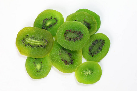 干燥保存的绿色基维人成熟水果切图片