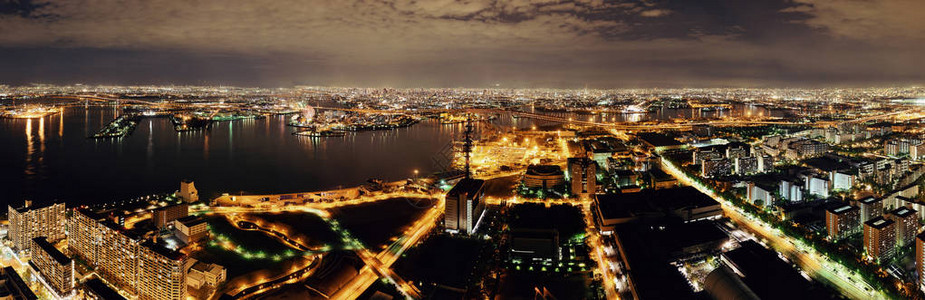 大阪城市海港夜幕屋图片