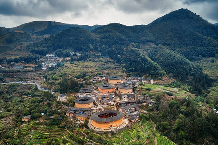 Tulou的空中景象图片