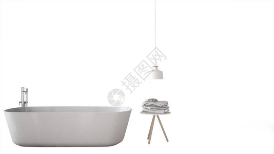 带浴缸和配件的现代白色浴室图片