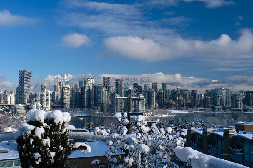 下雪天的温哥华和福溪全景不列颠哥伦比图片