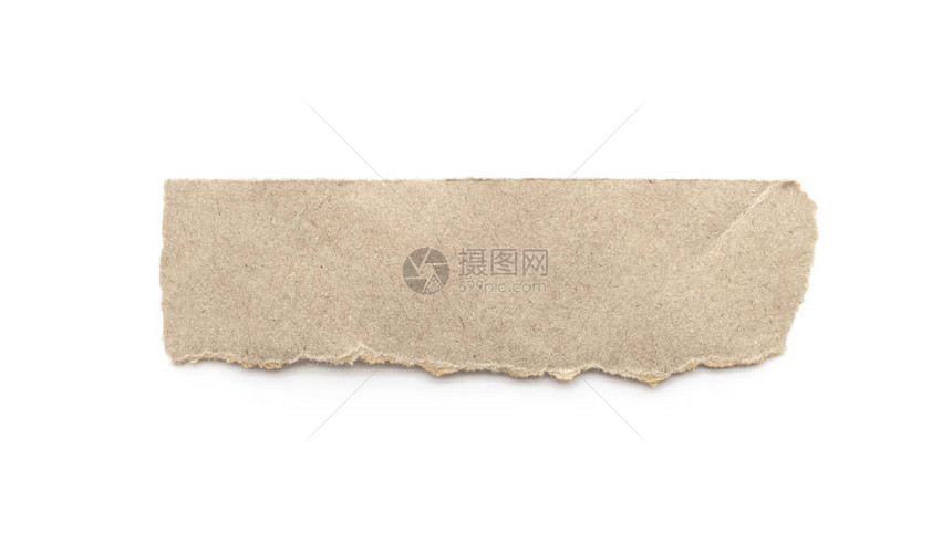 棕色纸条被撕破或撕碎的纸片与剪切路径隔绝在白色上图片