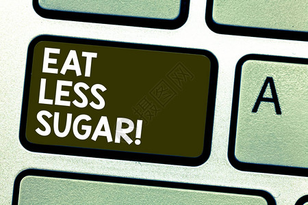 手写文字写少吃糖概念意义减少吃甜食糖尿病控制节食键盘意图创建计算机消图片