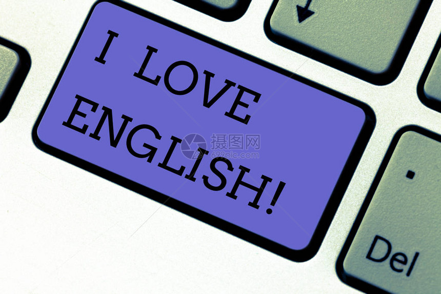 概念手写显示我爱英语商业照片展示对国际语言法键盘的喜爱意图创造计算图片
