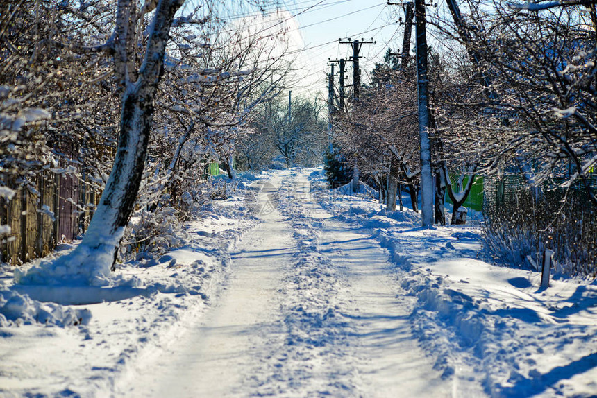 冬季街道上满是积雪图片