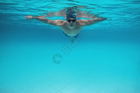 在游泳池游泳的水下人图片