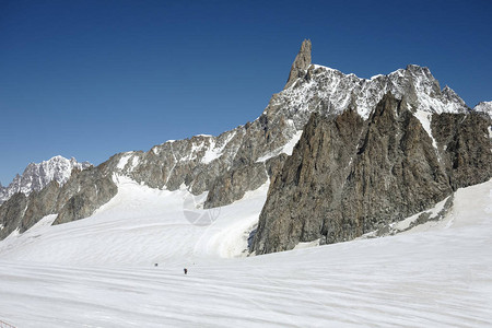 勃朗峰冰川的全景图片