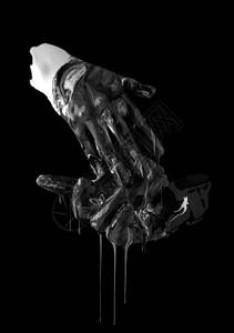 两只手被黑白颜料接触的概念图图片