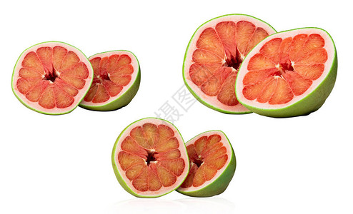 孤立在白色背景上的红柚泰国暹罗红宝石柚果新鲜的葡萄柚维生素C图片