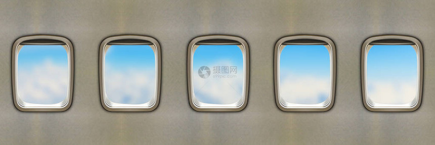 飞机窗户飞行概念图片