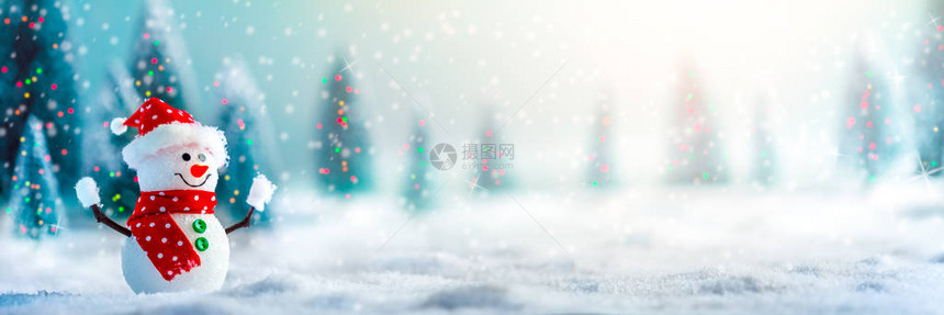 冬季奇境中快乐的雪人图片