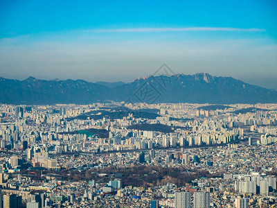首尔市建筑的美丽鸟瞰图背景图片