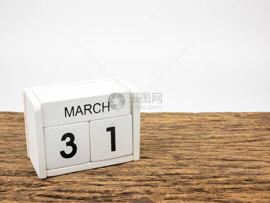 3月31日白方形木日历图片