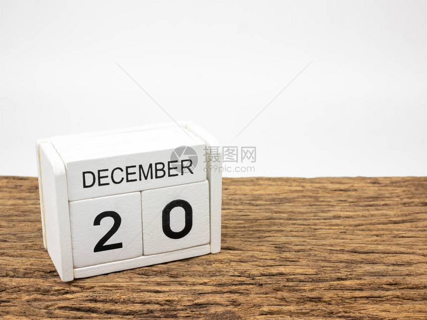 12月20日白方形木日历图片