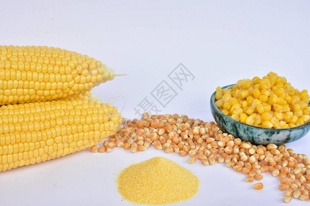 生玉米头种子和面粉图片