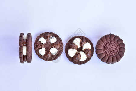圆形巧克力饼干关闭图片
