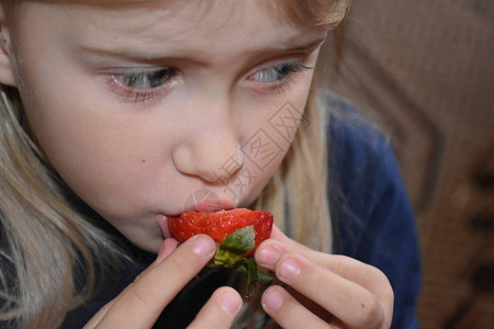 儿童吃草莓图片