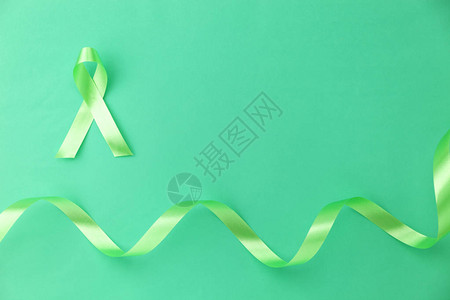 Lymphoma癌症背景和心理健康意识背景绿丝带图片