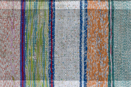 纹理纺织背景由布条制成的老式土布地毯正宗的东西手图片