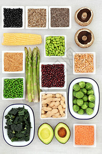 以豆类蔬菜种子和坚果为基础的健康植物蛋白食品富含膳食纤维生素和抗氧化图片