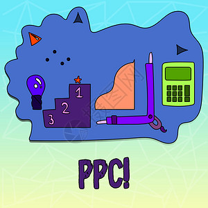 Ppc概念付薪按下广告战略直接到网站的文本符号背景图片