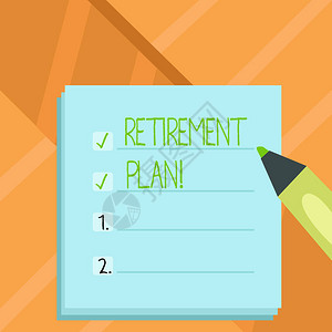 文字书写文本退休计划为退休工人提供收入的储蓄投图片