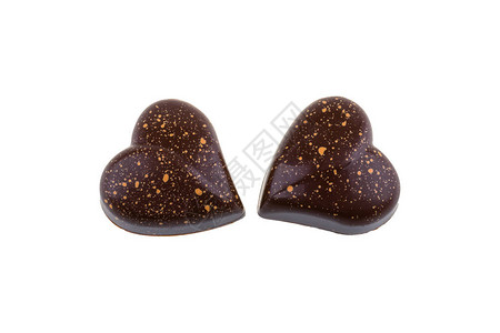 巧克力糖果形状的心脏孤立图片