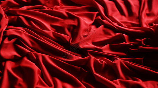 红色织物上的褶皱背景图片